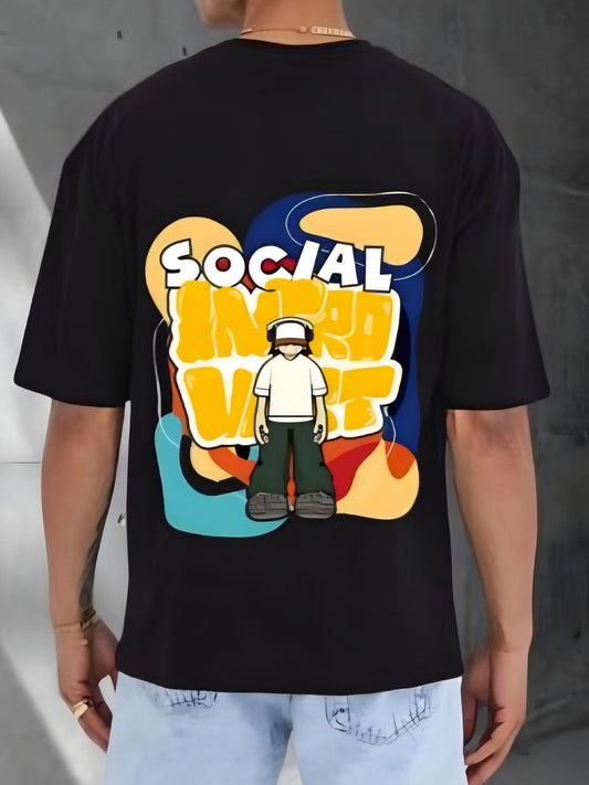 Social Bart Graphic T-Shirt Black - Funny Cartoon Print Tee
